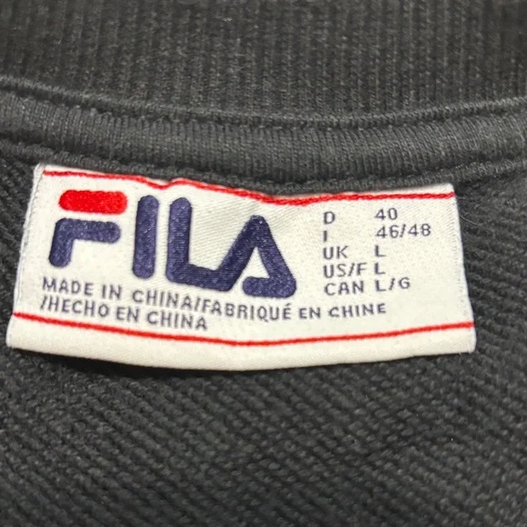 Fila Black Crewneck with Colorful Logo/ French Terry  sweatshirt size L - Picture 2 of 9